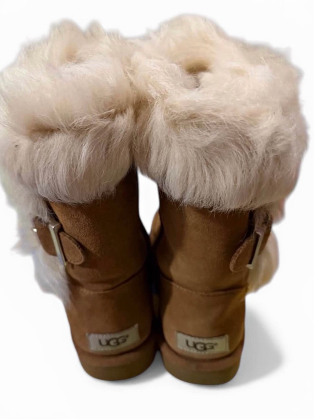 UGG Chestnut Suede Boots Women’s with Cream Shearling Cuff